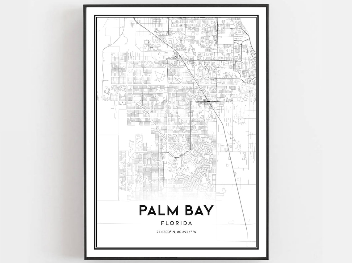 Palm Bay Map Poster, Florida Street Decor