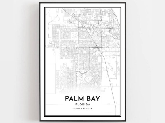 Palm Bay Map Poster, Florida Street Decor