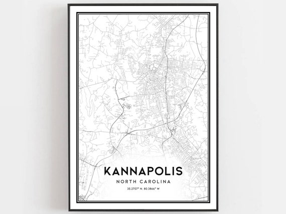 Kannapolis Map Print Poster Wall Art Nc City North Carolina Street Decor Road Gift B1438