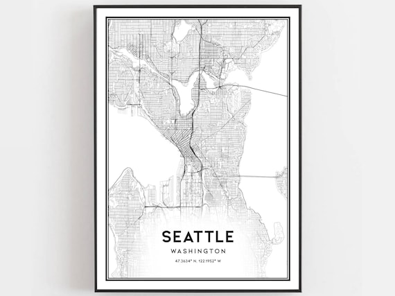 Seattle Map Poster Print, Washington Street Decor