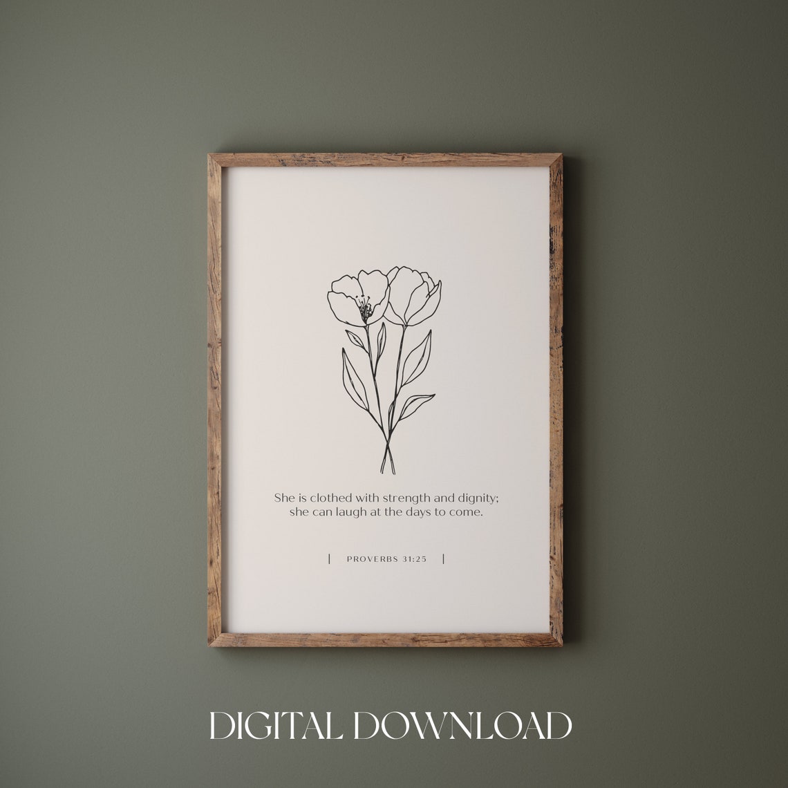 Proverbs 31 She Is Clothed With Strength Mothers Day Gift For Mum Bible Verse Wall Art Scripture Print For Women Gifts For Her