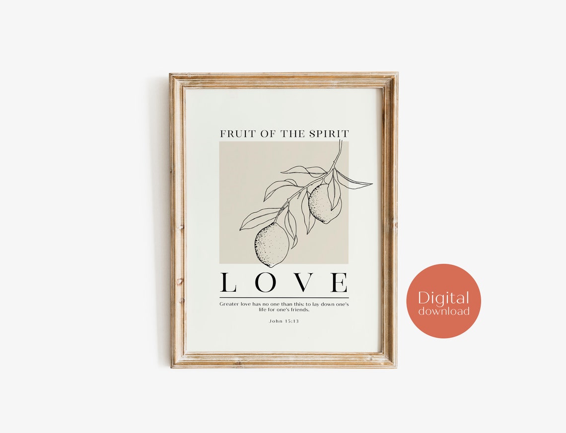 Fruit of the Spirit Love John 15:13 Botanical Citrus Scripture Poster - Image 3