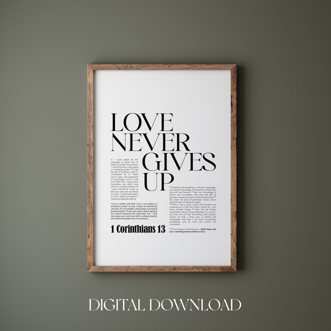 1 Corinthians 13 Love Never Gives Up Poster - Image 3