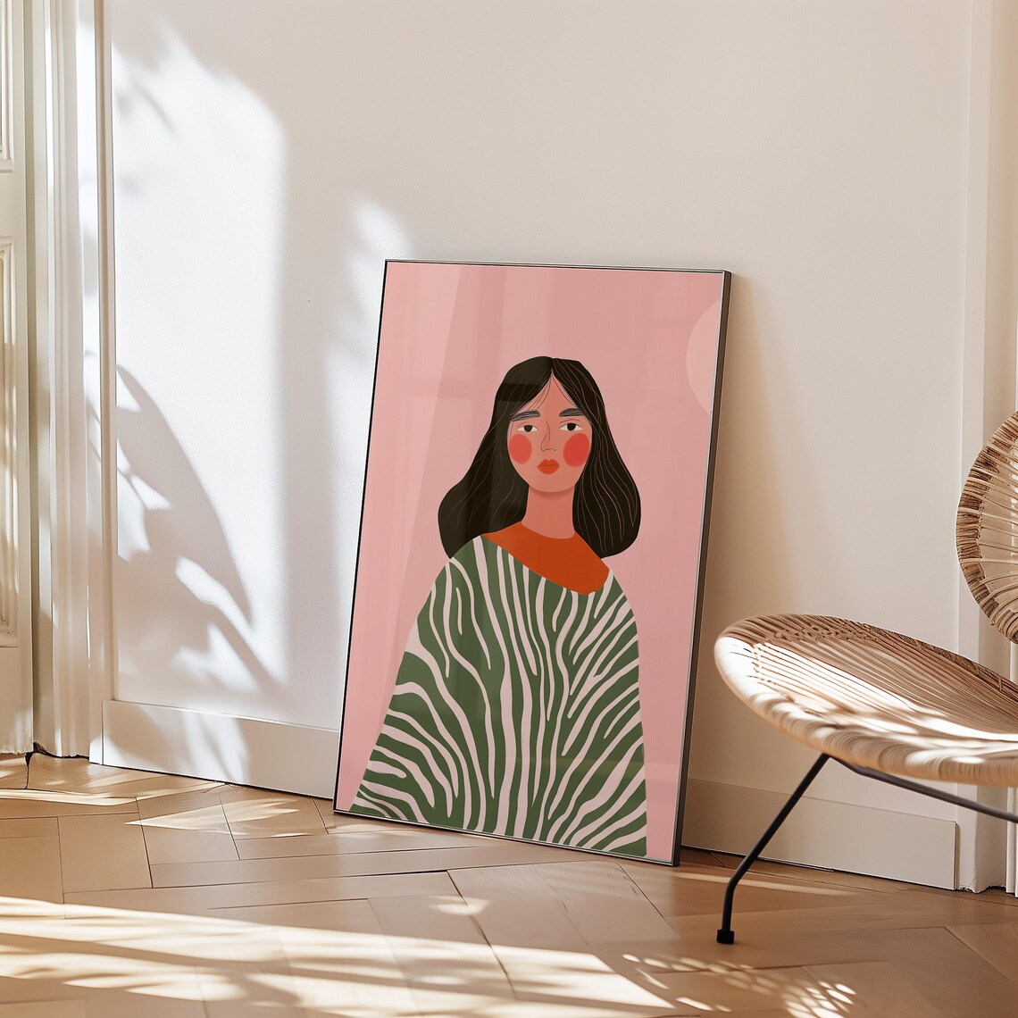Modern Boho Portrait, Minimalist Woman Illustration - Image 2