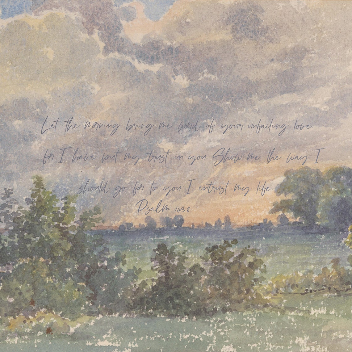 Psalm 143:8 Morning Prayer Watercolor Landscape Scripture Poster - Image 2