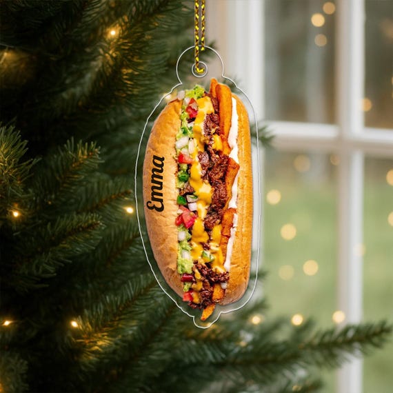 Custom Name Cheesesteak Xmas Food Lover Ornament Personalized Fast Tree Decoration Funny Gift