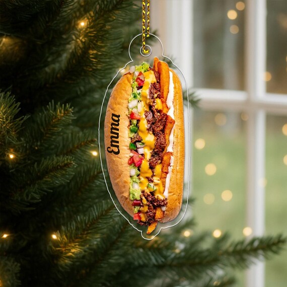 Personalized Cheesesteak Name Christmas Ornament Food Lover Gift Print