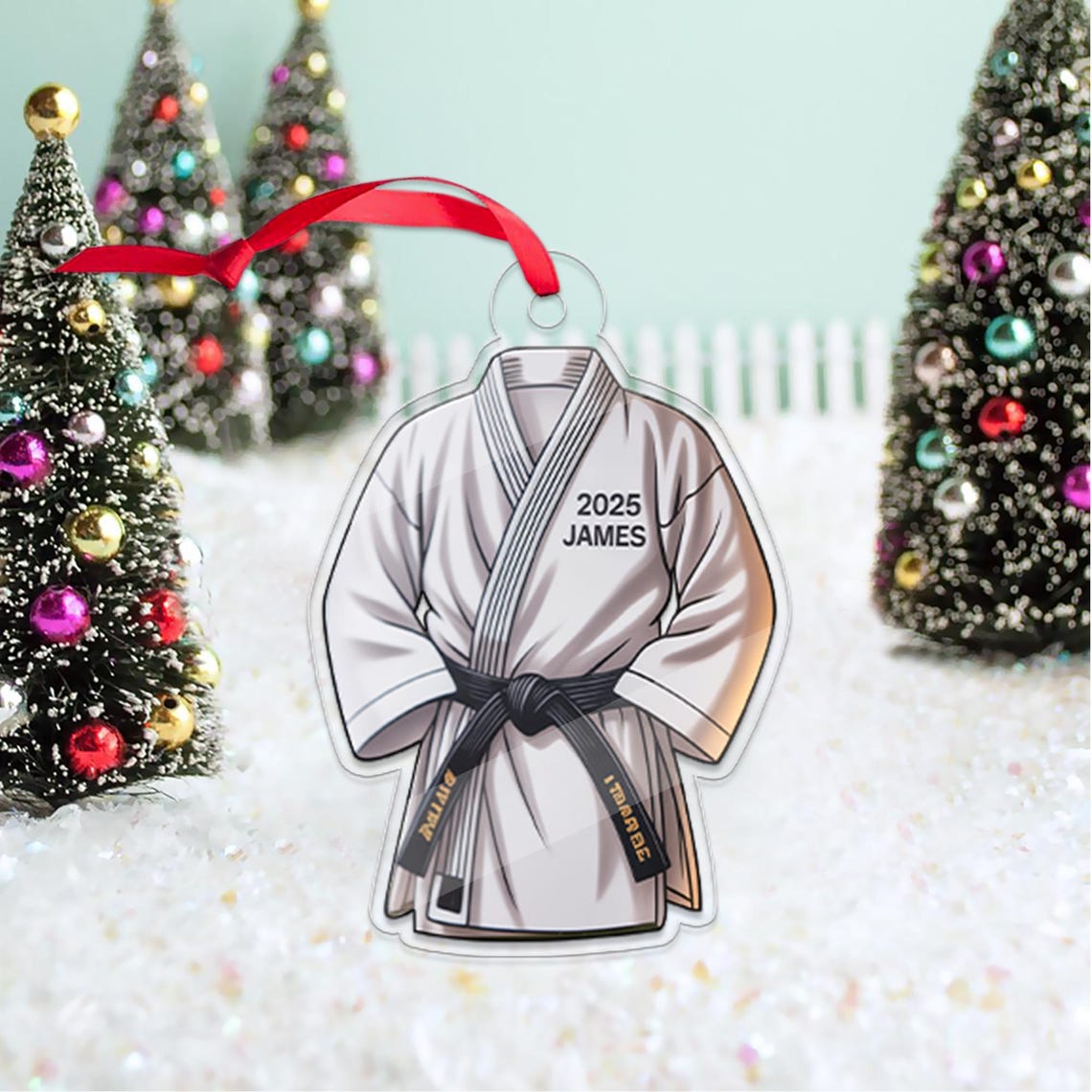 Personalized Karate Gi Ornament Black Belt Name Year Gift Print