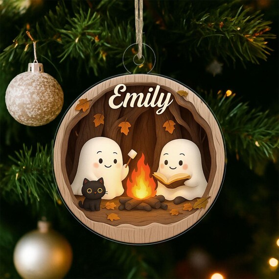 Personalized Ghost Camping Halloween Christmas Ornament Wall Art