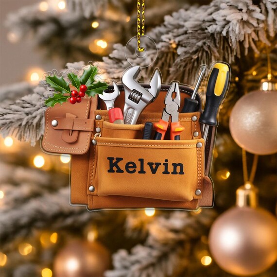 Personalized Kelvin Tool Belt Handyman Wrench Christmas Ornament Poster
