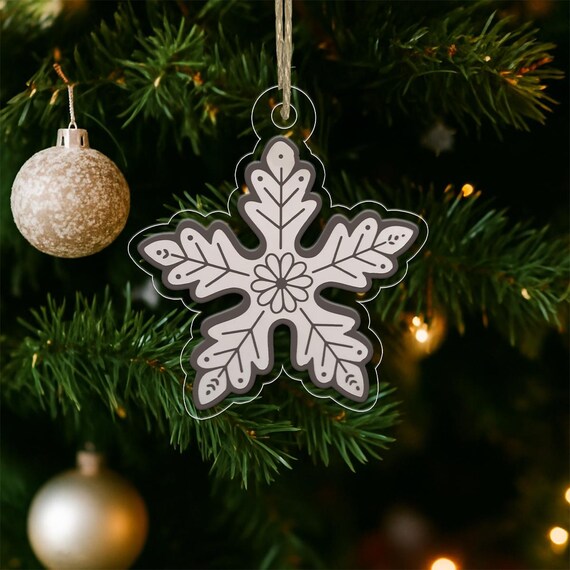 White Snowflake Christmas Ornament Scandinavian Winter Decor Poster
