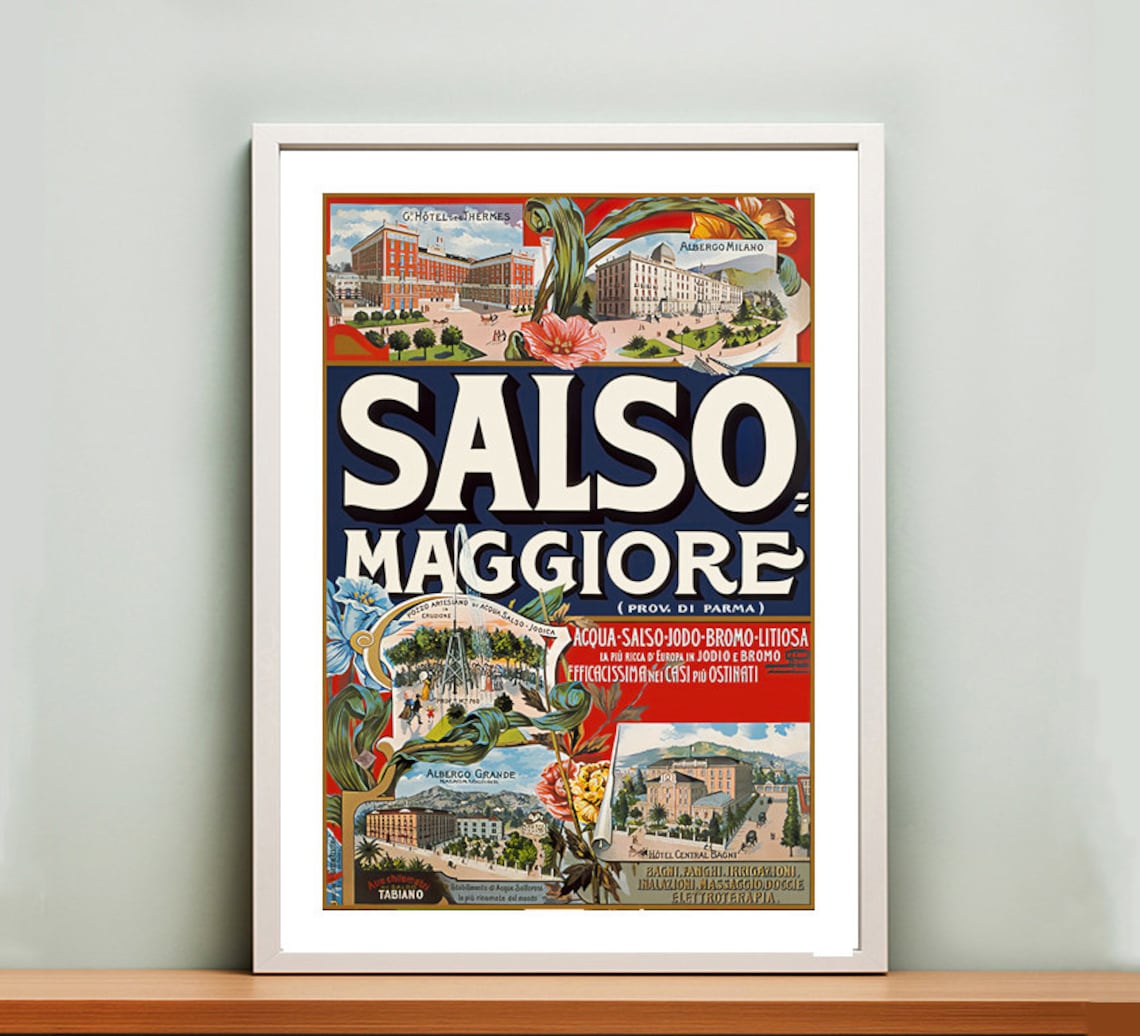 Salsomaggiore Parma Italy Spa Town Grand Hotels Vintage Travel Poster