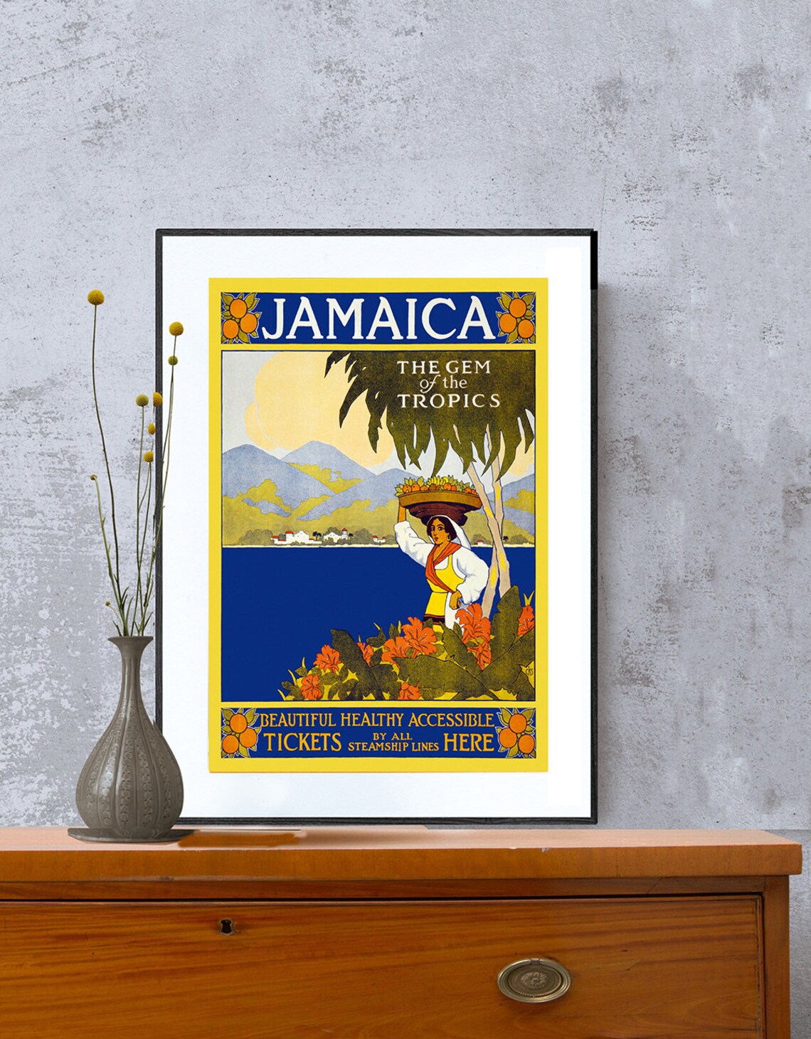 Jamaica The Gem of the Tropics Vintage Steamship Travel Poster - Image 2