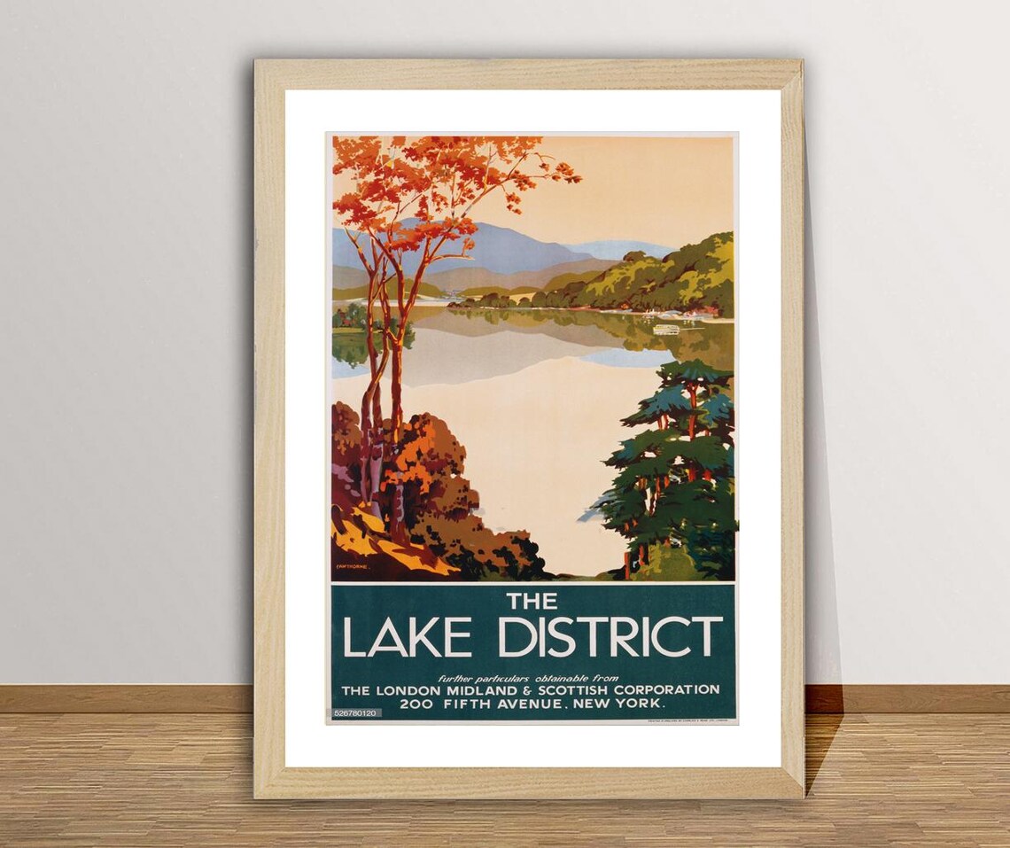 The Lake District Autumn Trees London Midland Scottish Vintage Poster