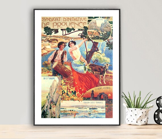 Provence Riviera Vintage French Travel P.L.M. Railway Poster