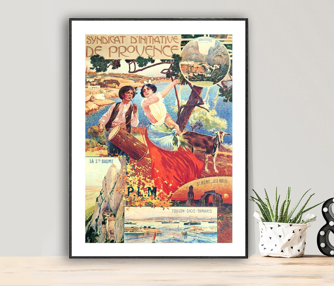 Provence Riviera Vintage French Travel P.L.M. Railway Poster