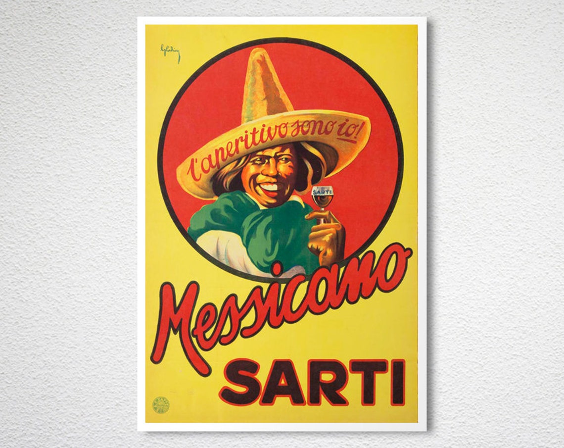 Messicano Sarti Sombrero Man Laperitivo Sono Io Vintage Poster - Image 2