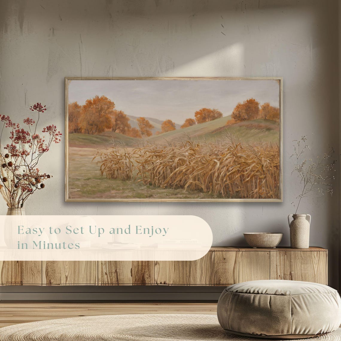 Dried Corn Stalks Autumn Field Rolling Hills Fall Foliage Poster - Image 5