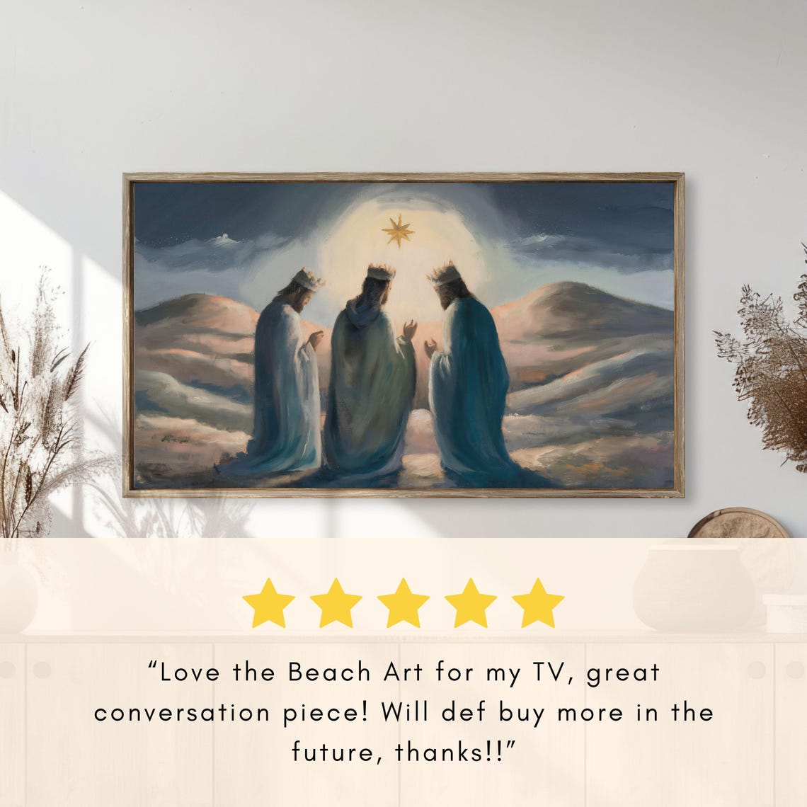 Three Wise Men Gazing At Christmas Star Nativity Night Desert Poster - Image 2