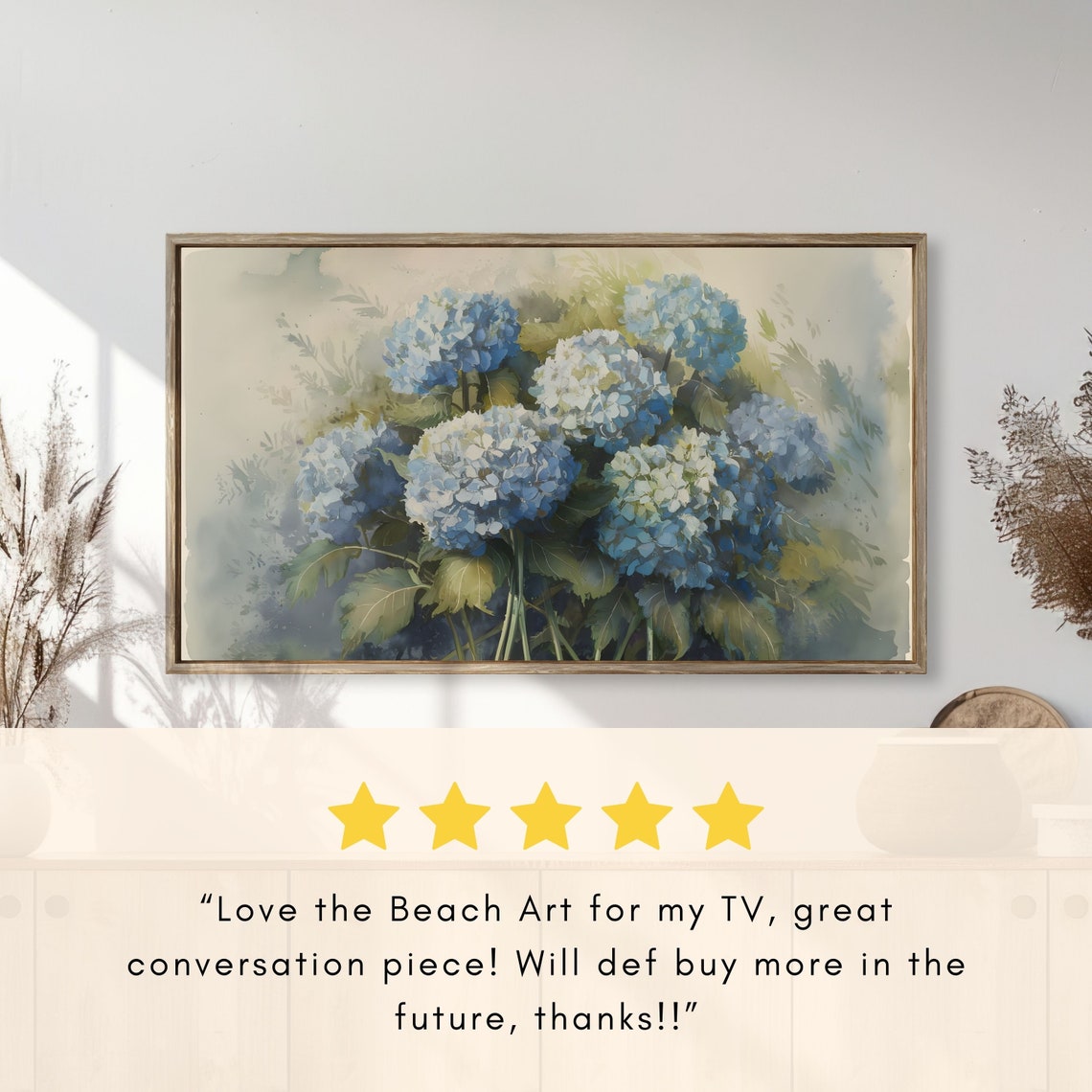 Blue Hydrangeas Watercolor Botanical Spring Floral Painting Poster - Image 2