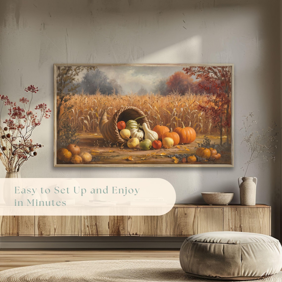 Cornucopia With Gourds, Apples, Pumpkins - Image 5
