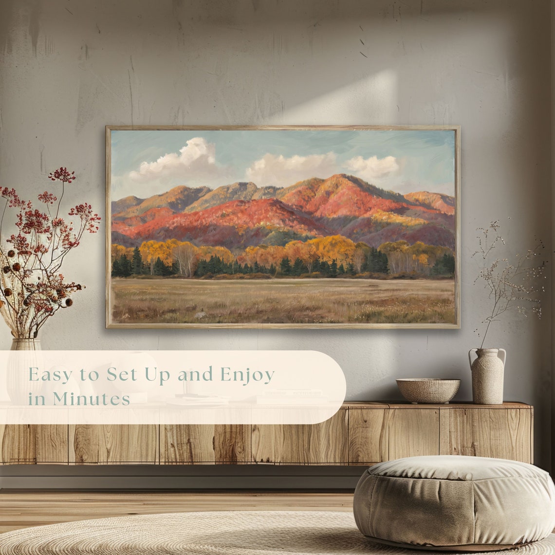 Fall Mountain Range Covered in Golden Foliage Autumn Landscape Poster - Image 5