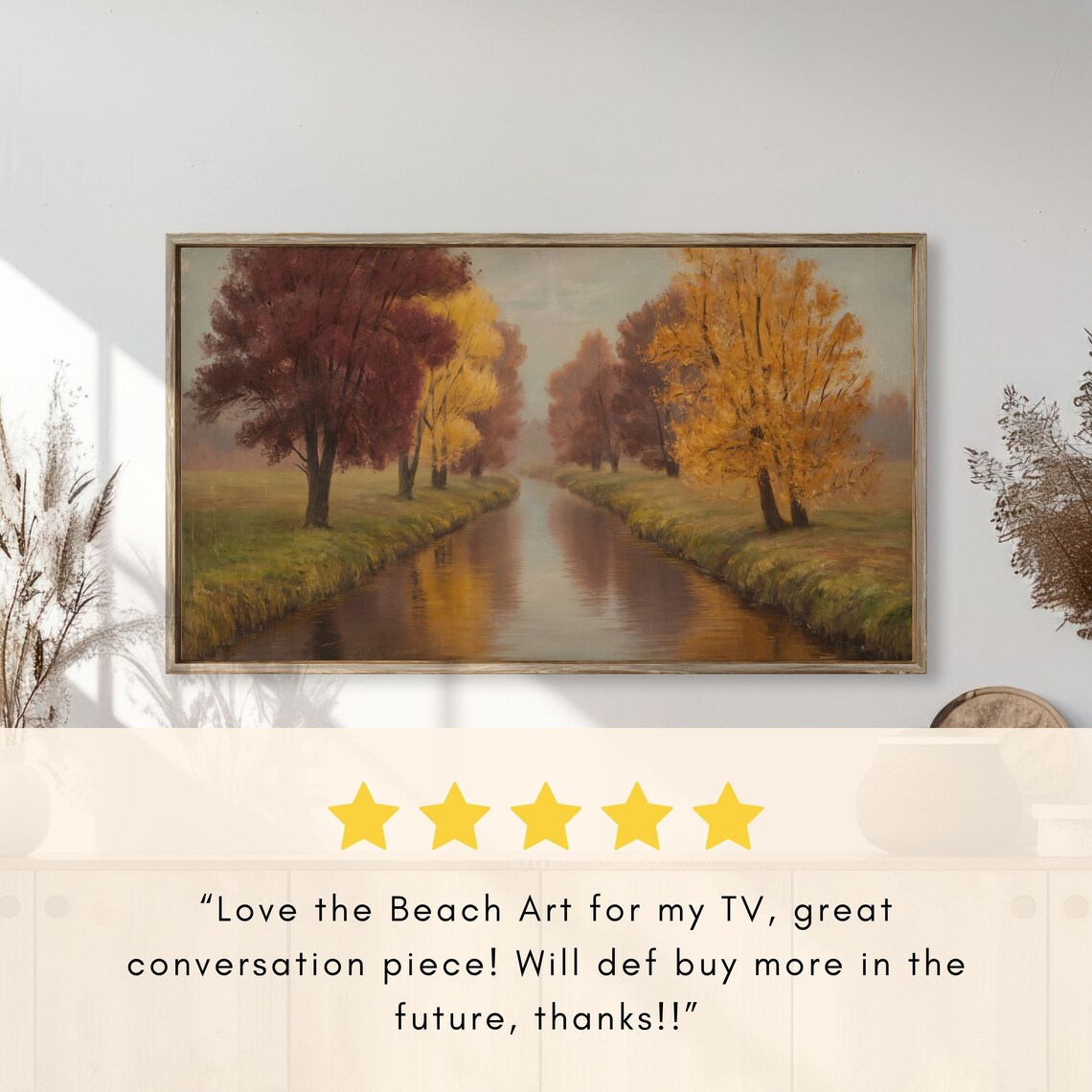 Golden Autumn Woodland Stream with Colorful Fall Trees Poster - Image 2