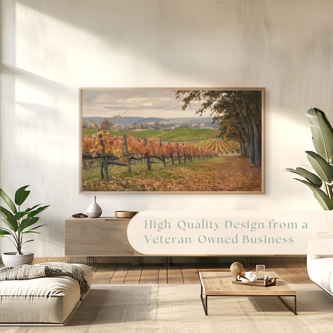 Autumn Vineyard Rows Golden Rolling Hills Rustic Landscape Poster - Image 4