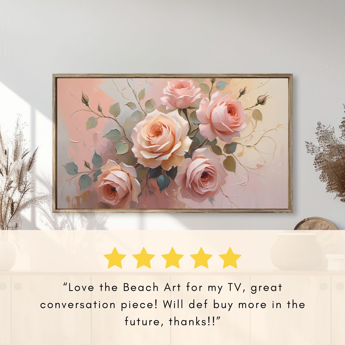 Blush Pink Roses on Soft Pastel Background Elegant Floral Poster - Image 2