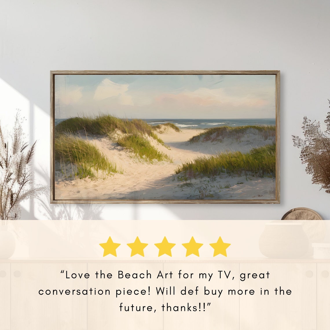 Sandy Beach Dunes Grass Path Summer Ocean Coastal Painting Poster - Image 2