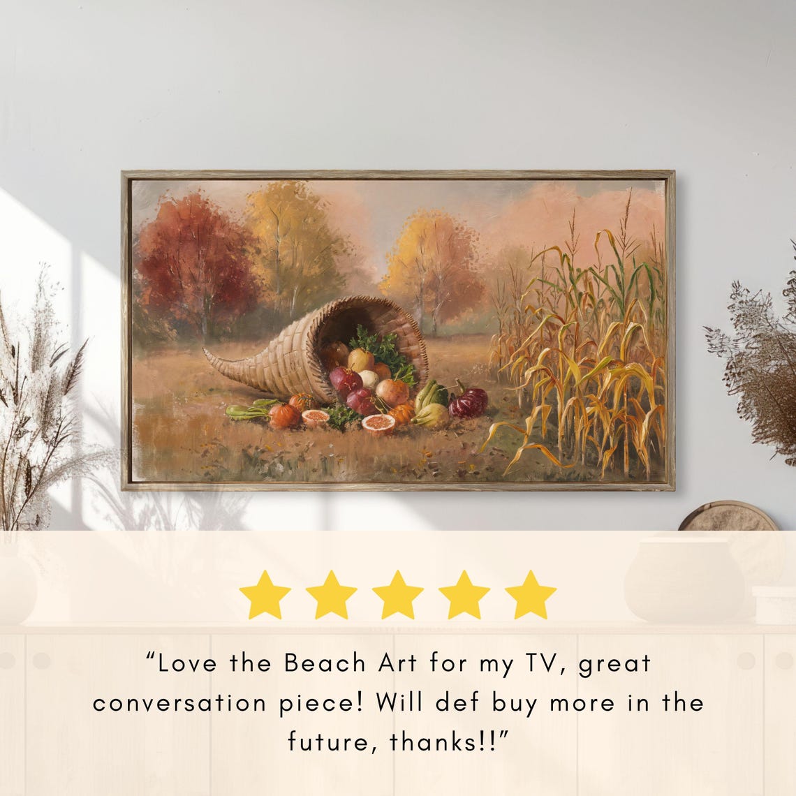 Rustic Cornucopia Spilling Harvest Vegetables Autumn Field Poster - Image 2