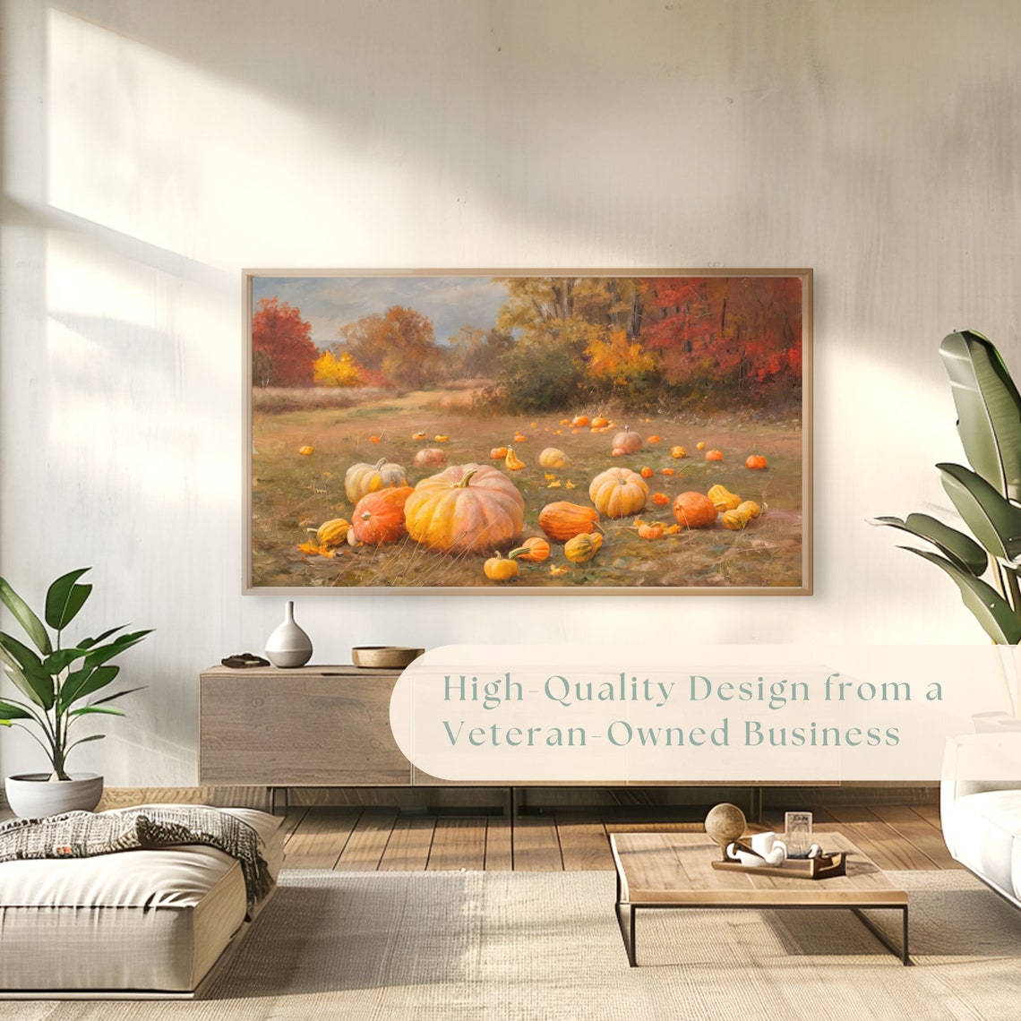 Countryside Field Scattered with Pumpkins Gourds Autumn Trees Poster - Image 4