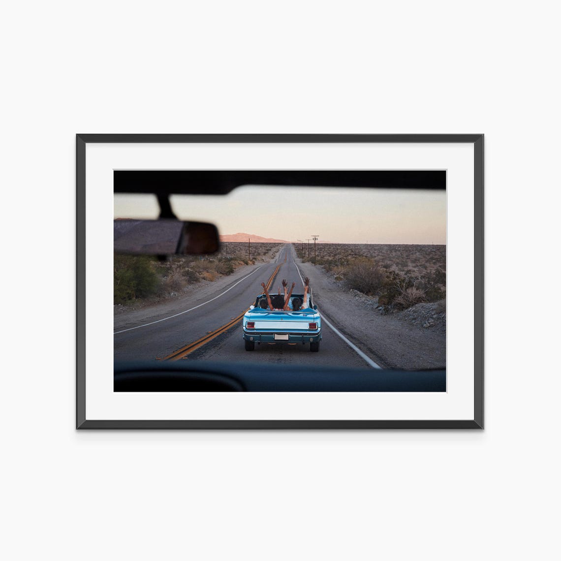 Friends Vintage Convertible Desert Road Trip Sunset Photo Poster