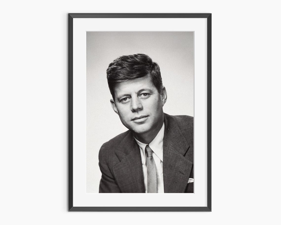 John F Kennedy Vintage Black And White Presidential Portrait Print