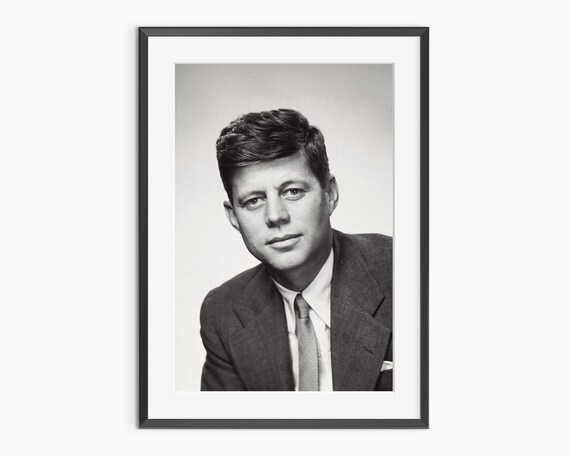 John F Kennedy Vintage Black And White Presidential Portrait Print