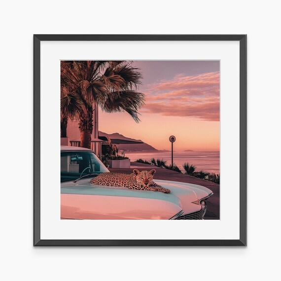 Leopard Print Photography Prints Classic Car Poster Fine Art Chill Wall Museum Quality
