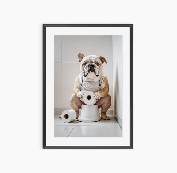 Bulldog Print Photography Prints Bathroom Wall Art Funny Poster Dog Nursery Museum Grade