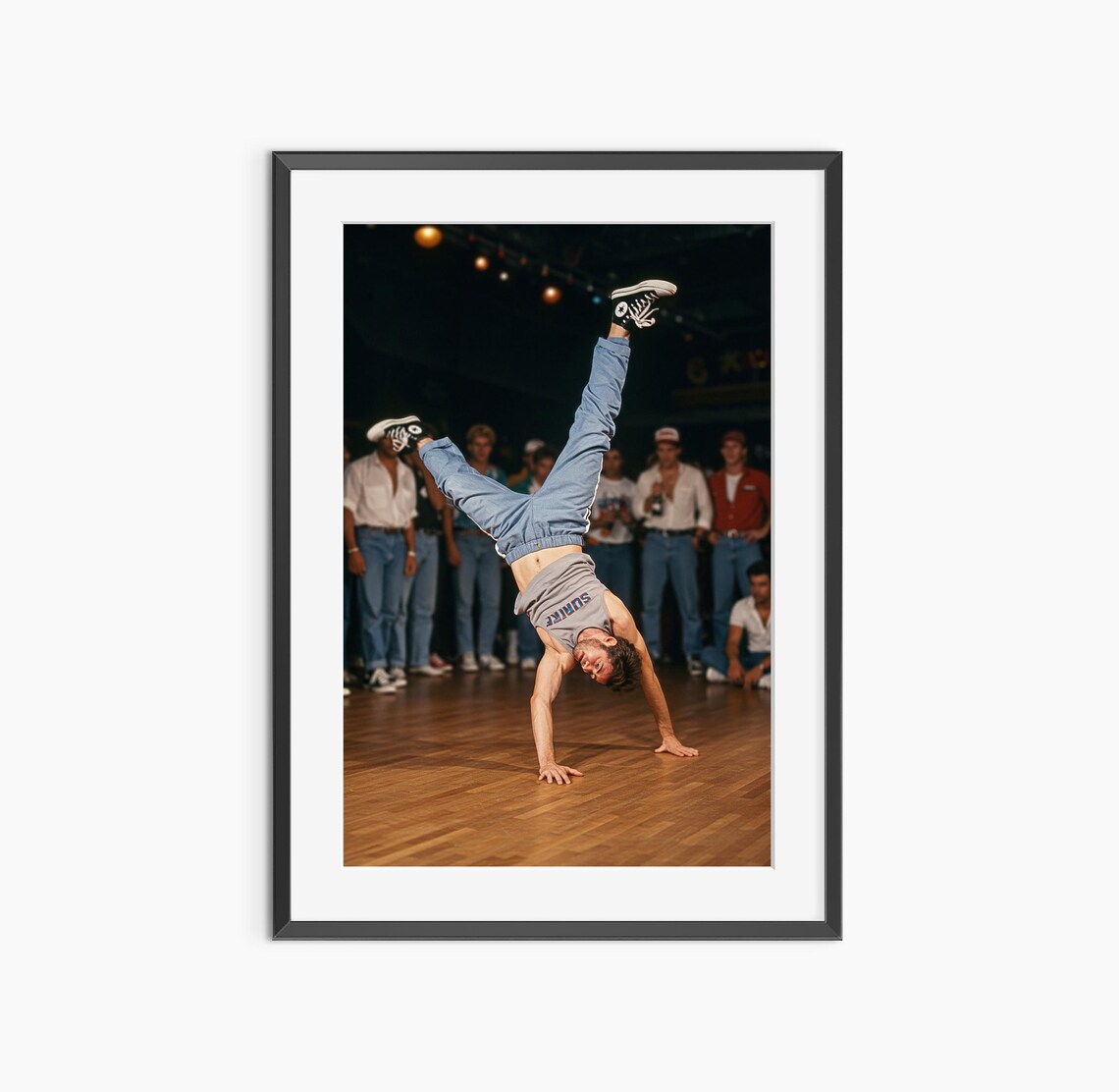 Breakdancer One Hand Freeze Vintage 80s Hip Hop Dance Photo Poster