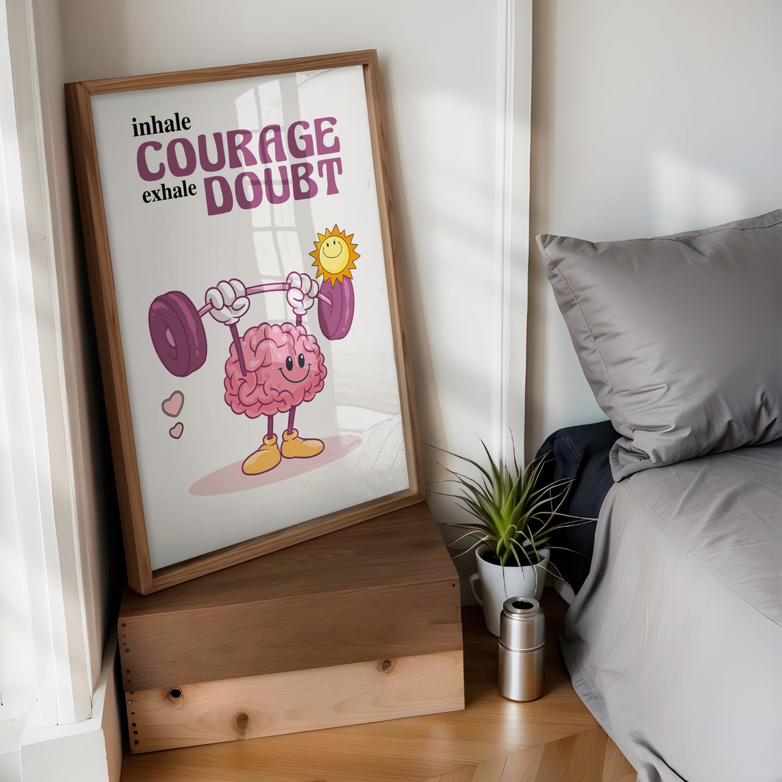 Inhale Courage Exhale Doubt Brain Weightlifting Quote Poster - Image 3