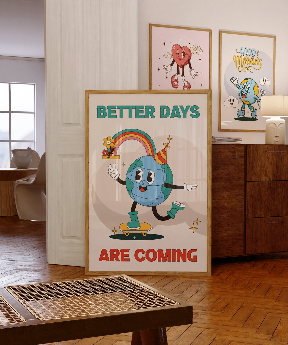 Better Days Are Coming Skateboarding Globe Retro Quote Poster - Image 3