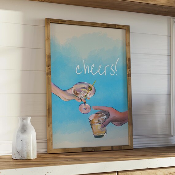 Cheers Wall Art, Vibrant Cocktail Kitchen Bar Decor
