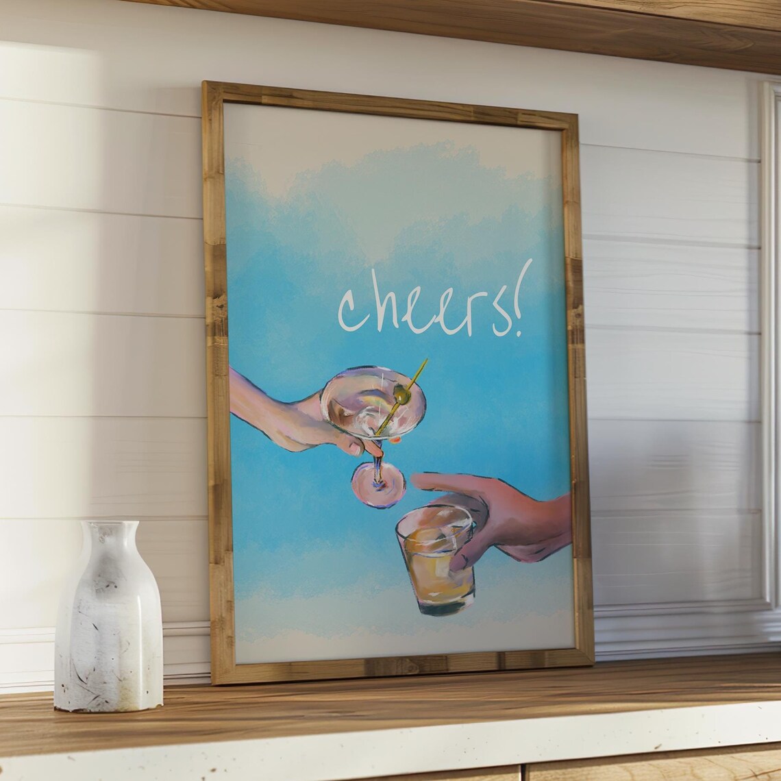 Cheers Wall Art, Vibrant Cocktail Kitchen Bar Decor