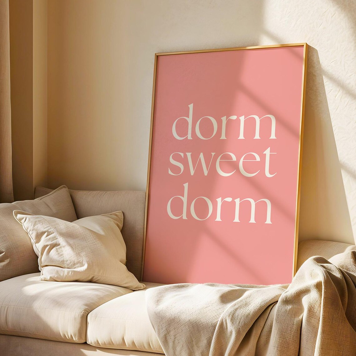Dorm Sweet Dorm Blush Pink Minimalist Typography Quote Wall Art
