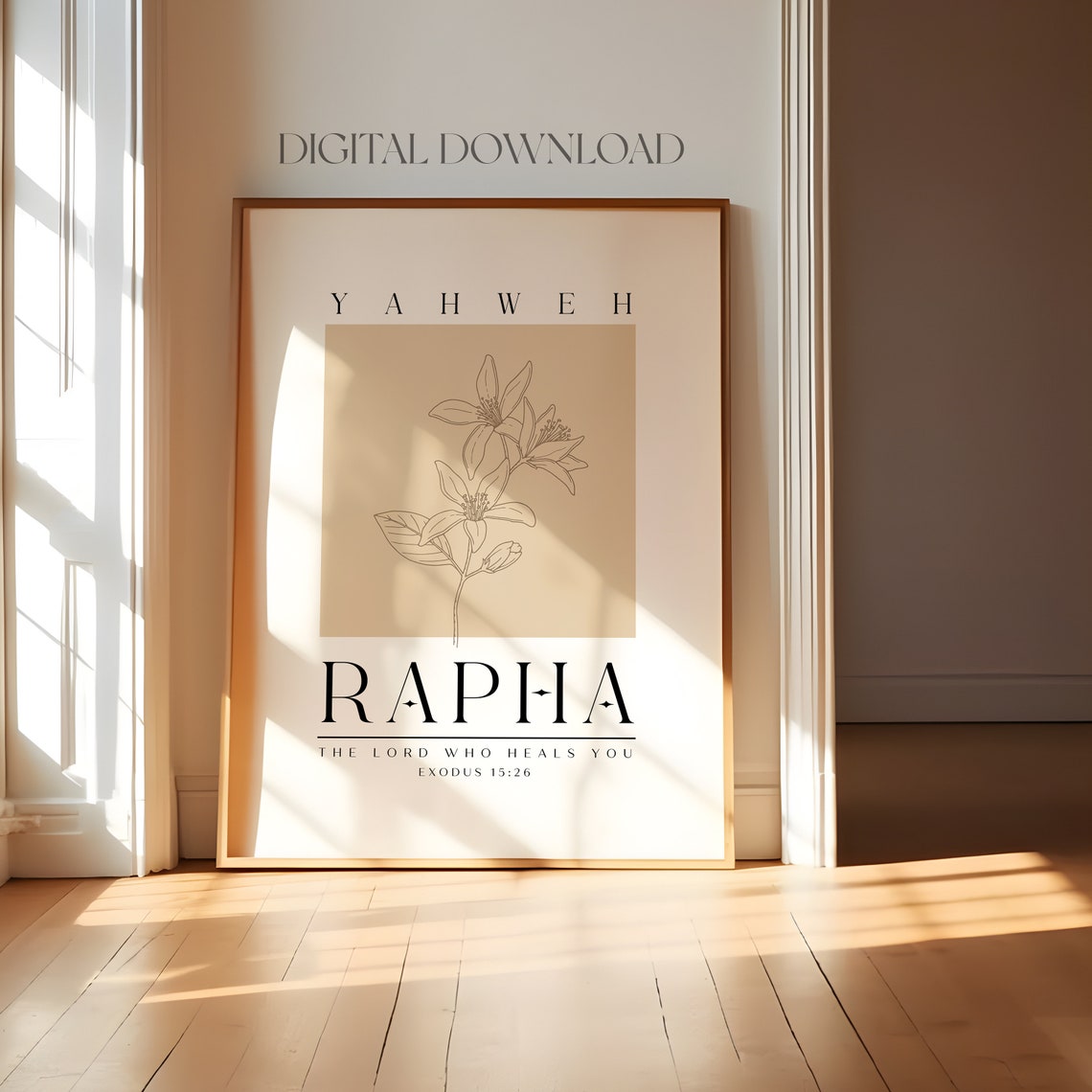 Yahweh Rapha The Lord Who Heals You Exodus 15 26 Boho Line Art Poster - Image 3