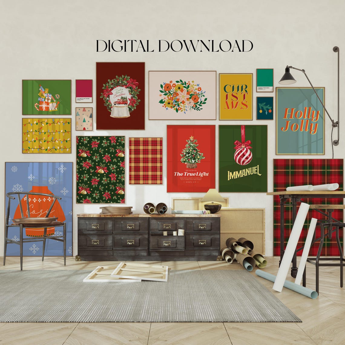 Bundle Of 24 Christmas Designs Gallery Wall Holiday Decor Poster Set - Image 4