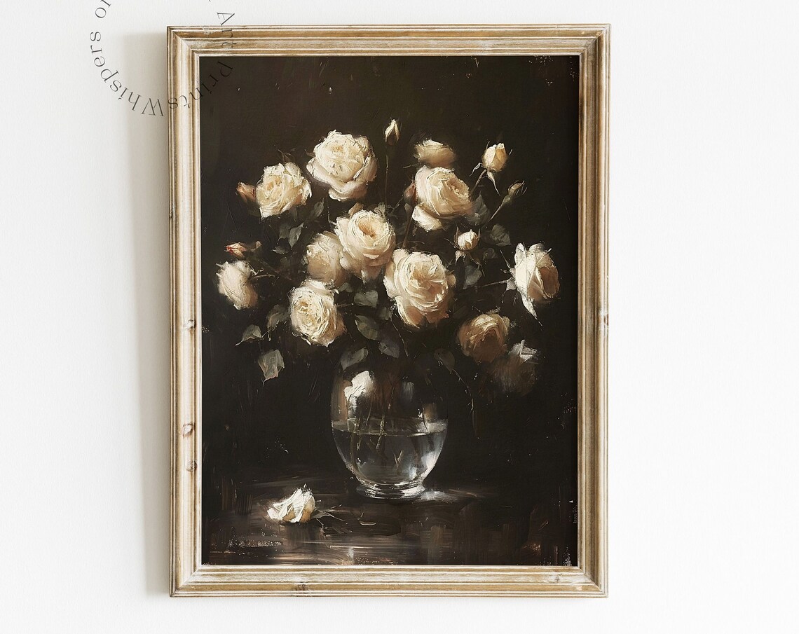 Dark Coquette Moody Roses Floral Wall Art Print