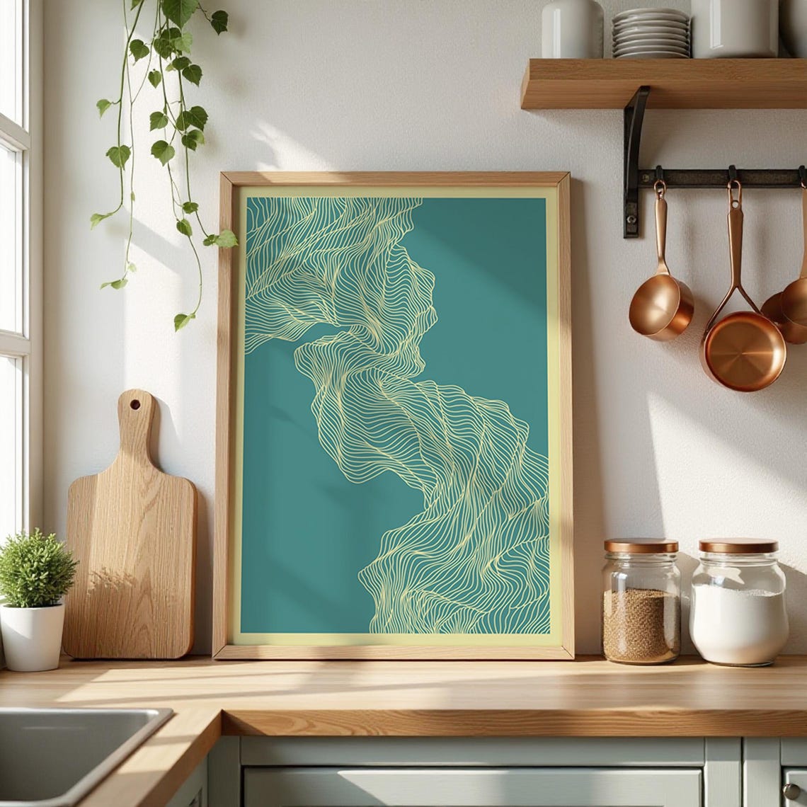 Boho Beige And Black Drop Wall Art Modern Home Decor - Image 4