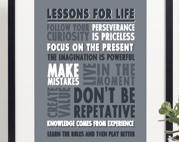 Lessons For Life Motivational Quotes Typography Office Wall Art