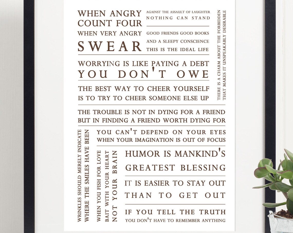 Mark Twain Quote Multi Inspirational Motivational Art Print Poster Wall