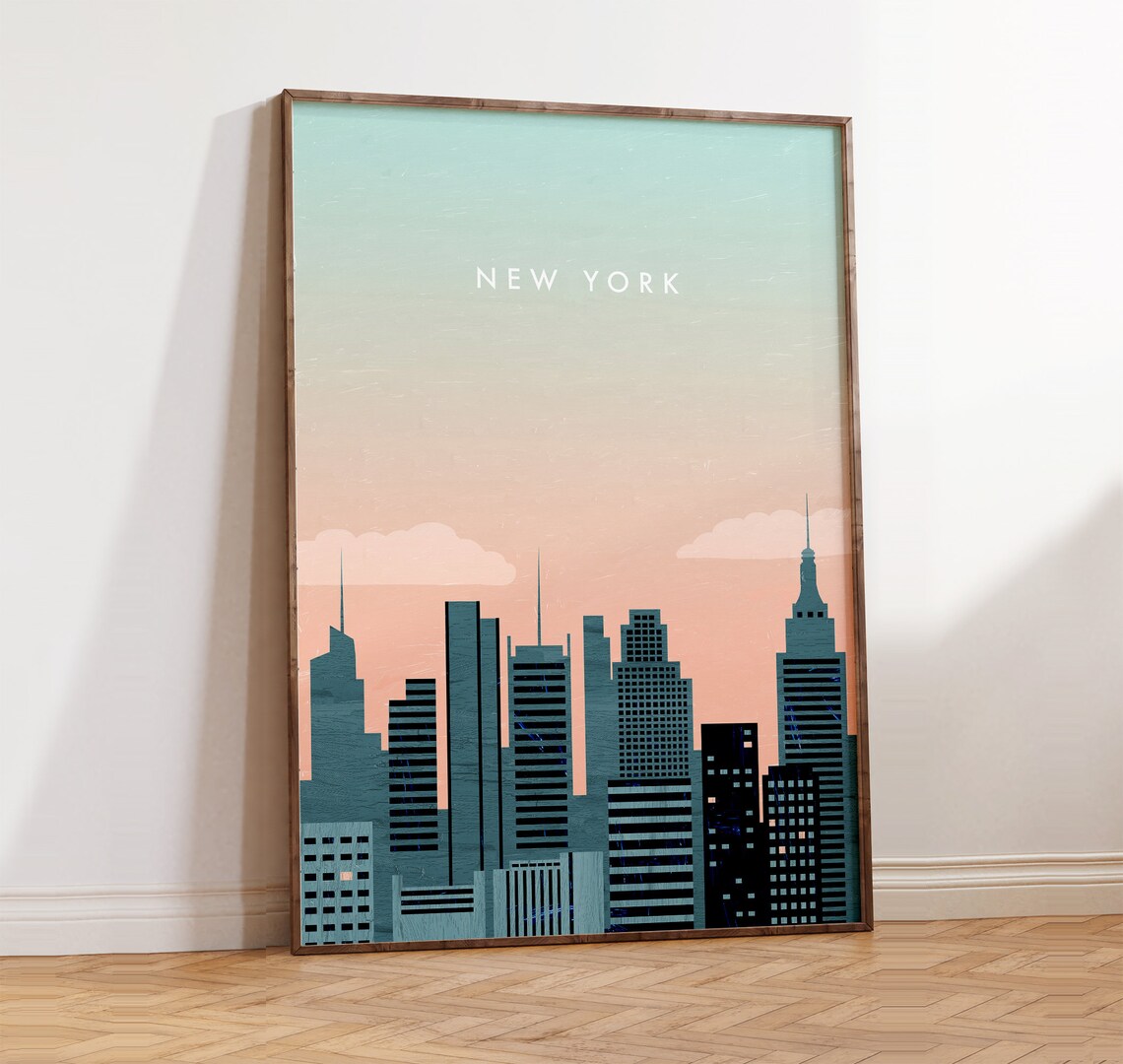 New York Skyline Minimalist Travel Poster, NYC